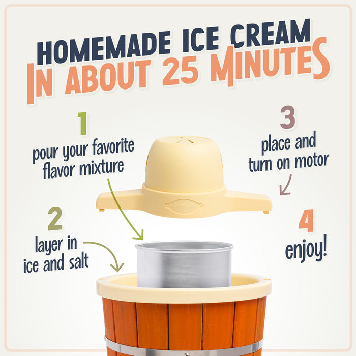 4-Quart Electric Wood Bucket Ice Cream Maker