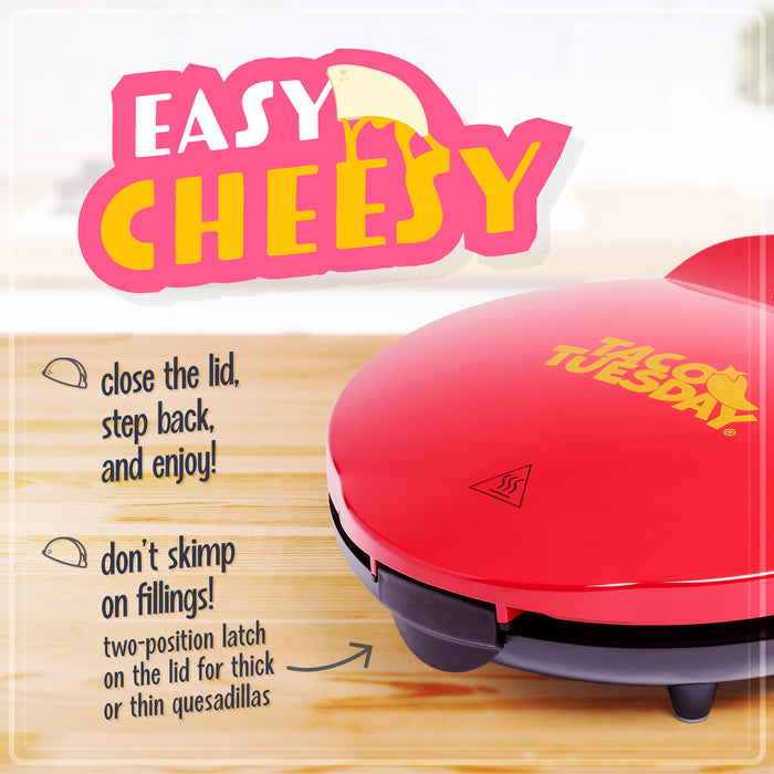 Taco Tuesday Deluxe 10-Inch 6-Wedge Electric Quesadilla Maker with Extra Stuffing Latch