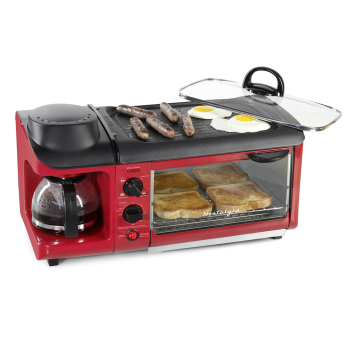 Nostalgia Retro 3-in-1 Family Size Breakfast Station, Retro Red