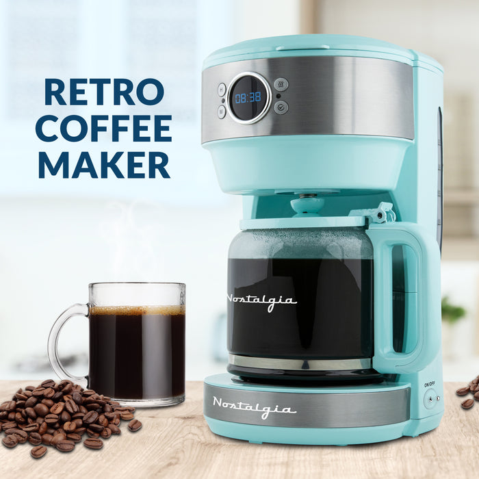 12 Cup Retro Coffee Maker, Aqua