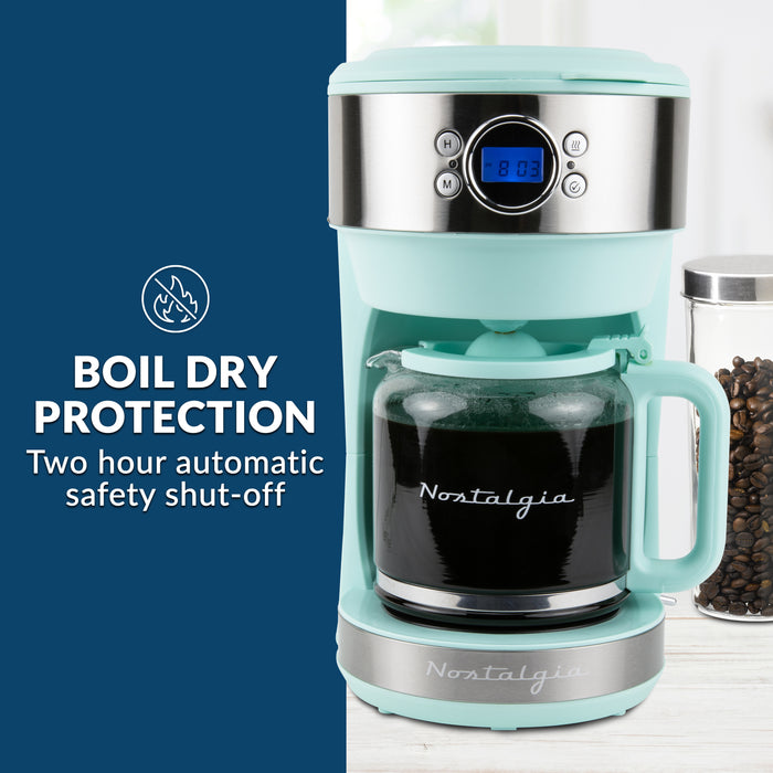 12 Cup Retro Coffee Maker, Aqua