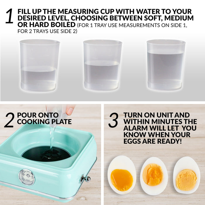 Classic Retro 14-Capacity Egg Cooker, Aqua