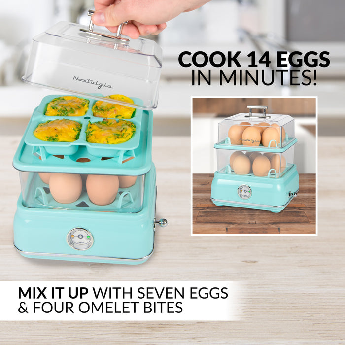 Classic Retro 14-Capacity Egg Cooker, Aqua