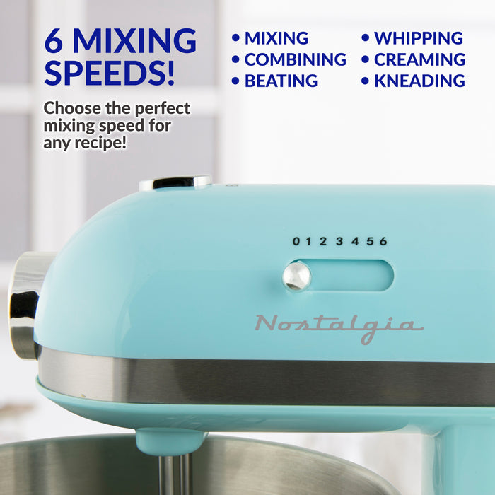 3.5 Qt Retro Stand Mixer with Tilt Head and Stainless Steel Bowl, Aqua