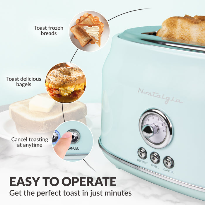 Classic Retro 2-Slice Toaster, Aqua