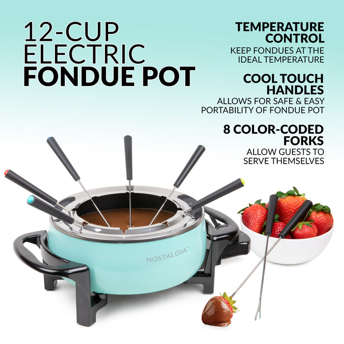 Nostalgia 12-Cup Electric Fondue Pot, Aqua