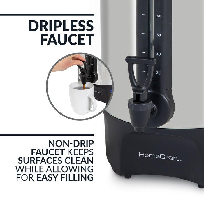 HomeCraft™ Quick-Brewing 1500-Watt Automatic 100-Cup Coffee Urn, Stainless Steel