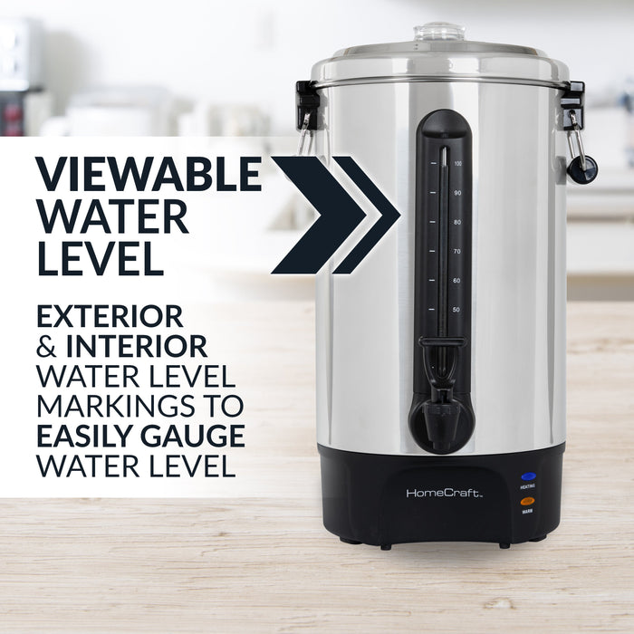 HomeCraft™ Quick-Brewing 1500-Watt Automatic 100-Cup Coffee Urn, Stainless Steel