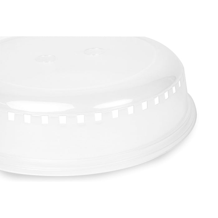HomeCraft 10-Inch Microwave Plate Cover Shield with Insert Handles & Ventilation, Clear