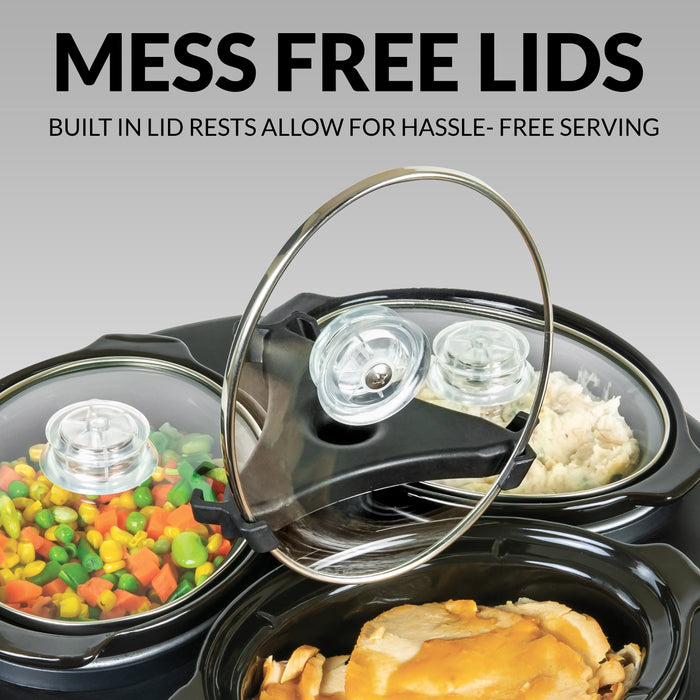 HomeCraft Triple Round Oval 1.5 Quart Stainless Steel Cooker Buffet