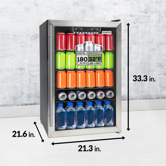 Igloo® 4.1 Cu. Ft. 180 Can Stainless Steel Beverage Cooler with Fan