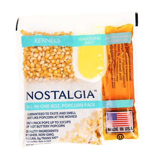 Nostalgia Best Tasting Premium 8-Ounce Popcorn, Oil & Seasoning Salt All-In-One Packs - 24 Count