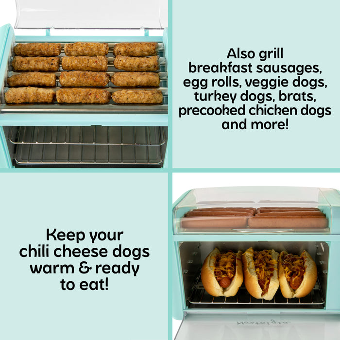 Hot Dog Roller & Bun Warmer, Aqua