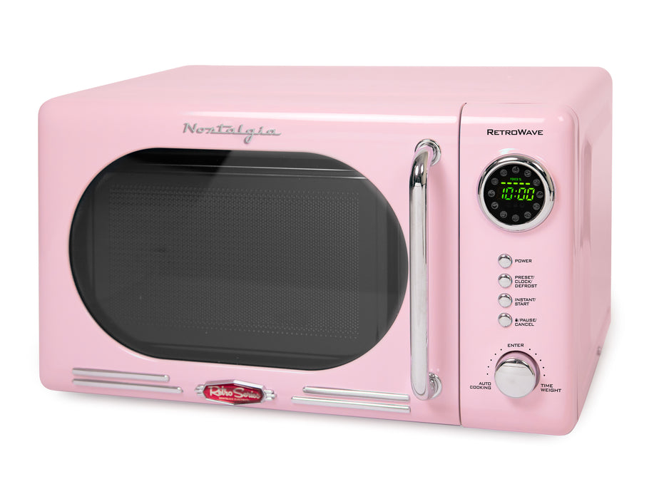 Retro 0.7 Cubic Foot Countertop Microwave Oven, Pink