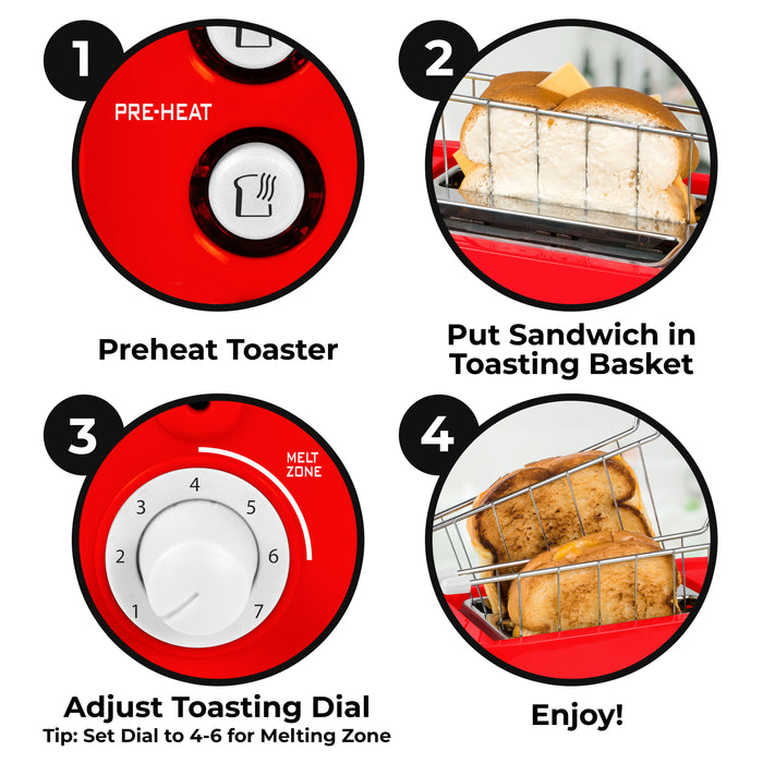 Coca-Cola® Grilled Cheese Toaster with Easy-Clean Toaster Baskets and Adjustable Toasting Dial