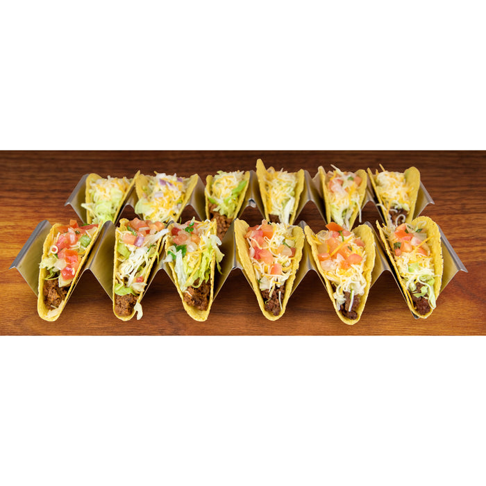 Taco Tuesday Stainless Steel 4-Piece Taco Holder Tray Set