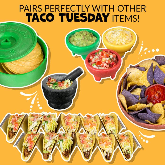 Taco Tuesday Stainless Steel 4-Piece Taco Holder Tray Set