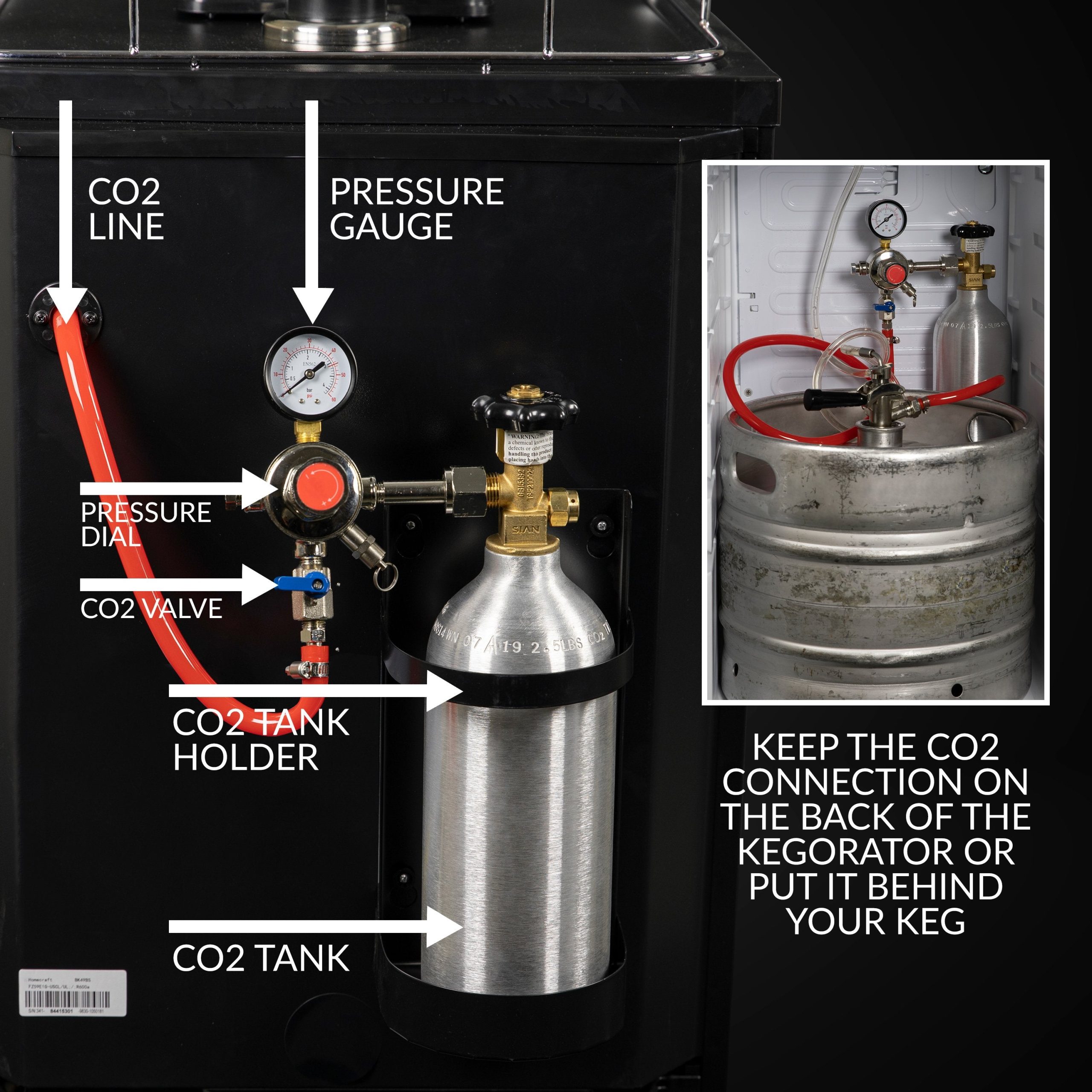 HomeCraft™ 4.9 Cu. Ft. Full Size Kegerator Draft Beer Dispenser. Black Stainless Steel - Image 6