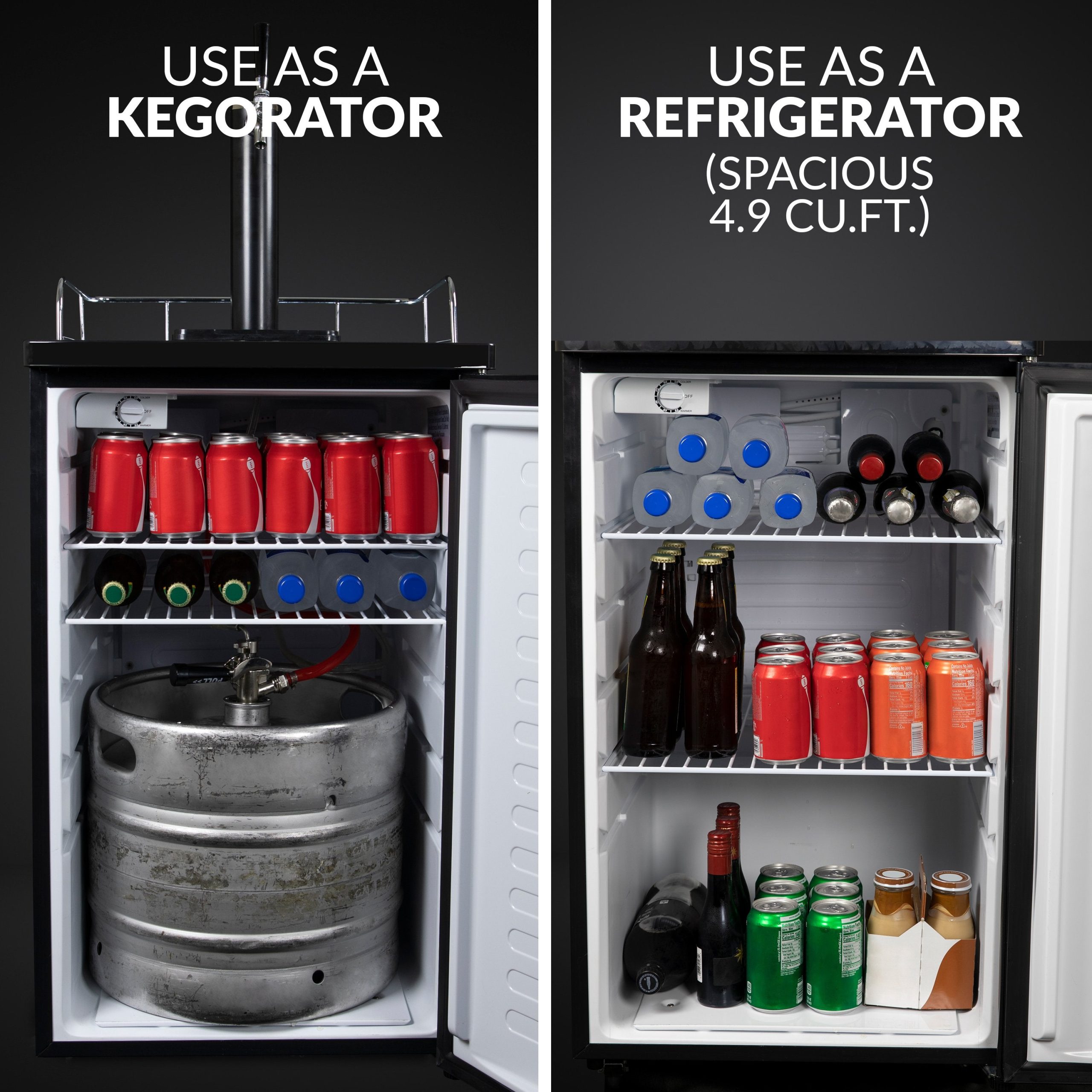 HomeCraft™ 4.9 Cu. Ft. Full Size Kegerator Draft Beer Dispenser. Black Stainless Steel - Image 7