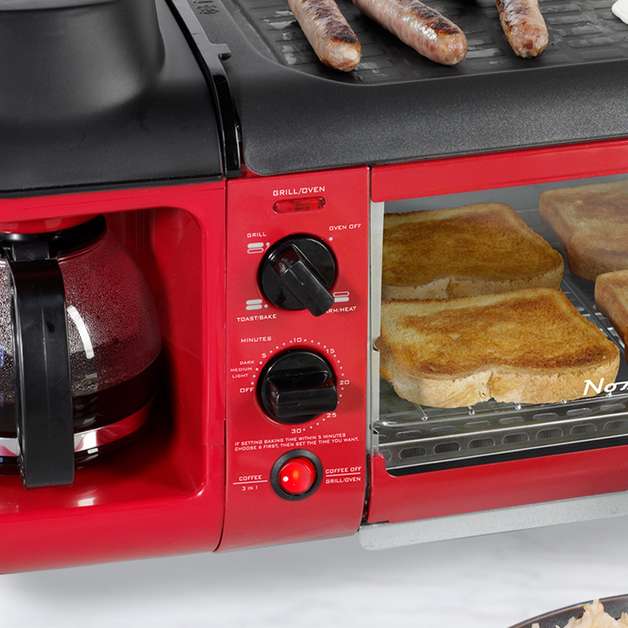 Retro 3-in-1 Family Size Breakfast Station. Retro Red - Image 8