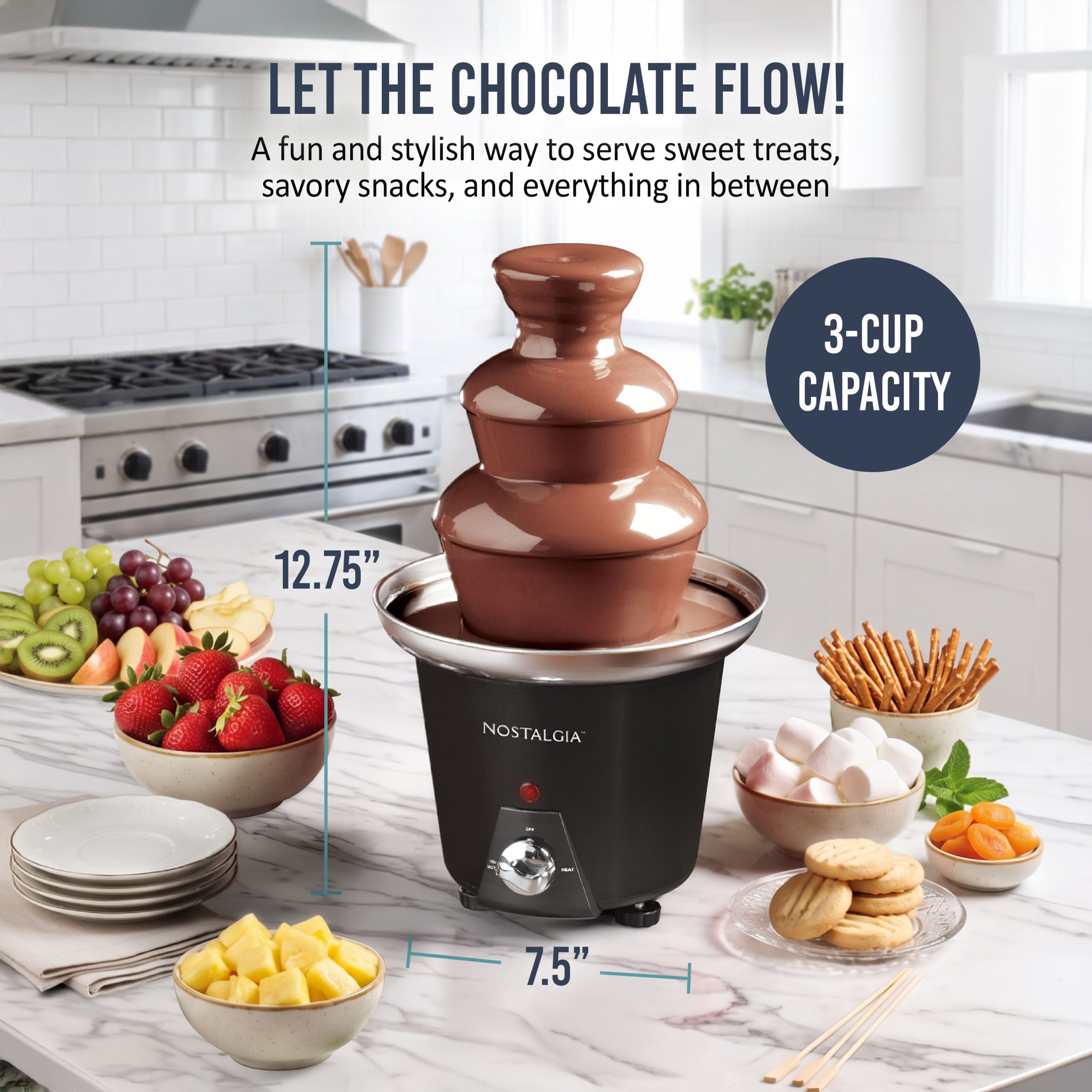 3-Tier 1.5-Pound Chocolate Fondue Fountain - Image 2