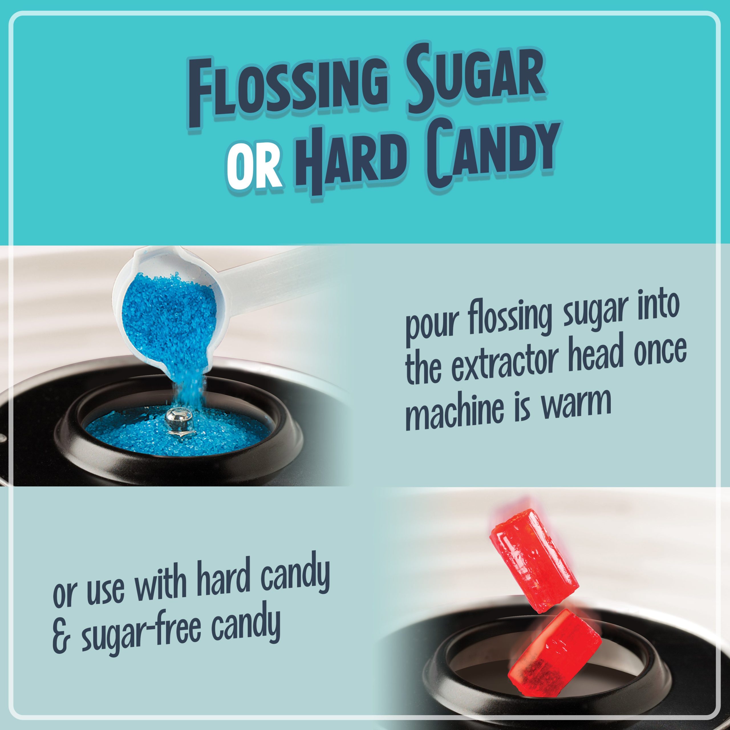 Classic Retro Hard & Sugar-Free Candy Cotton Candy Maker. Aqua - Image 6