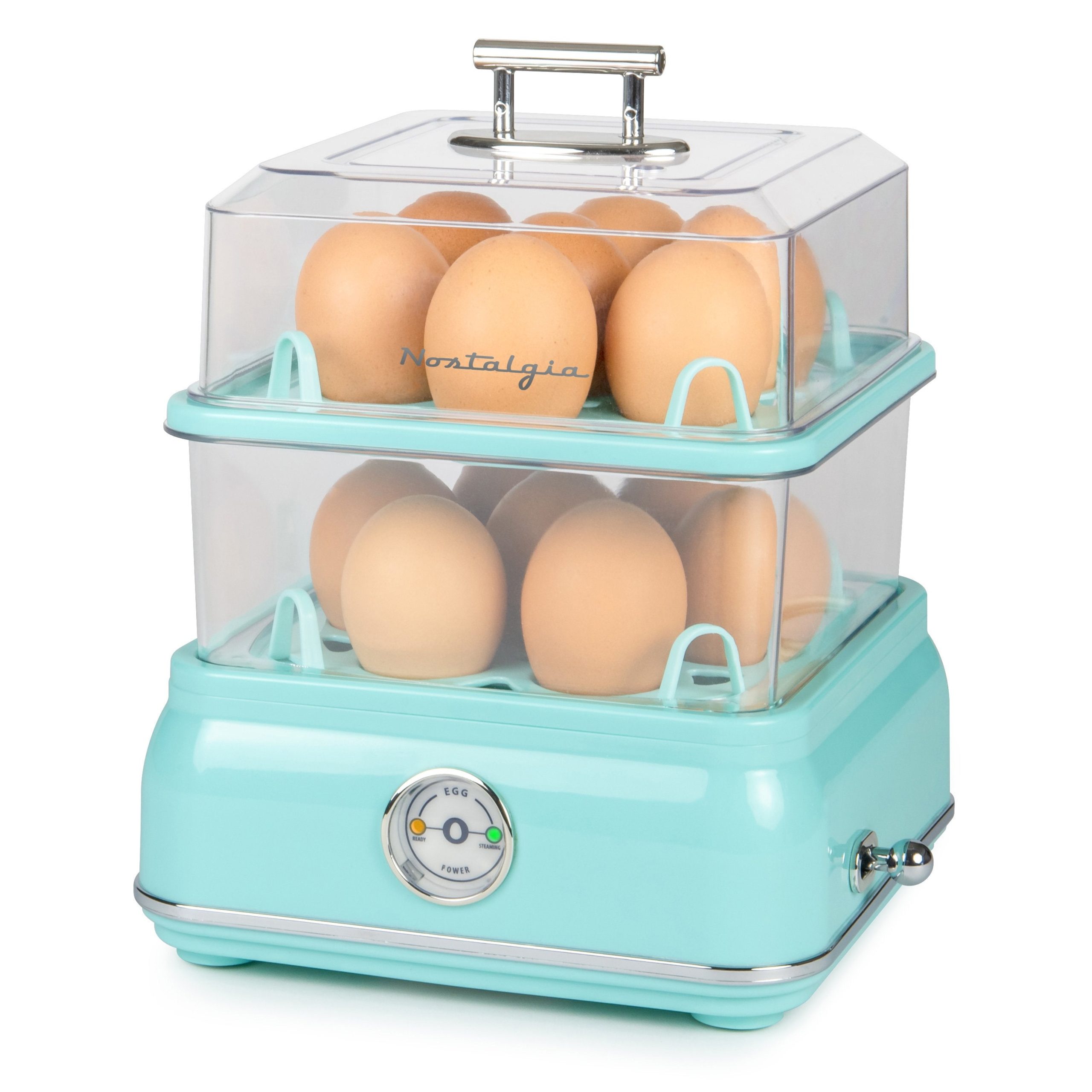 Classic Retro 14-Capacity Egg Cooker. Aqua