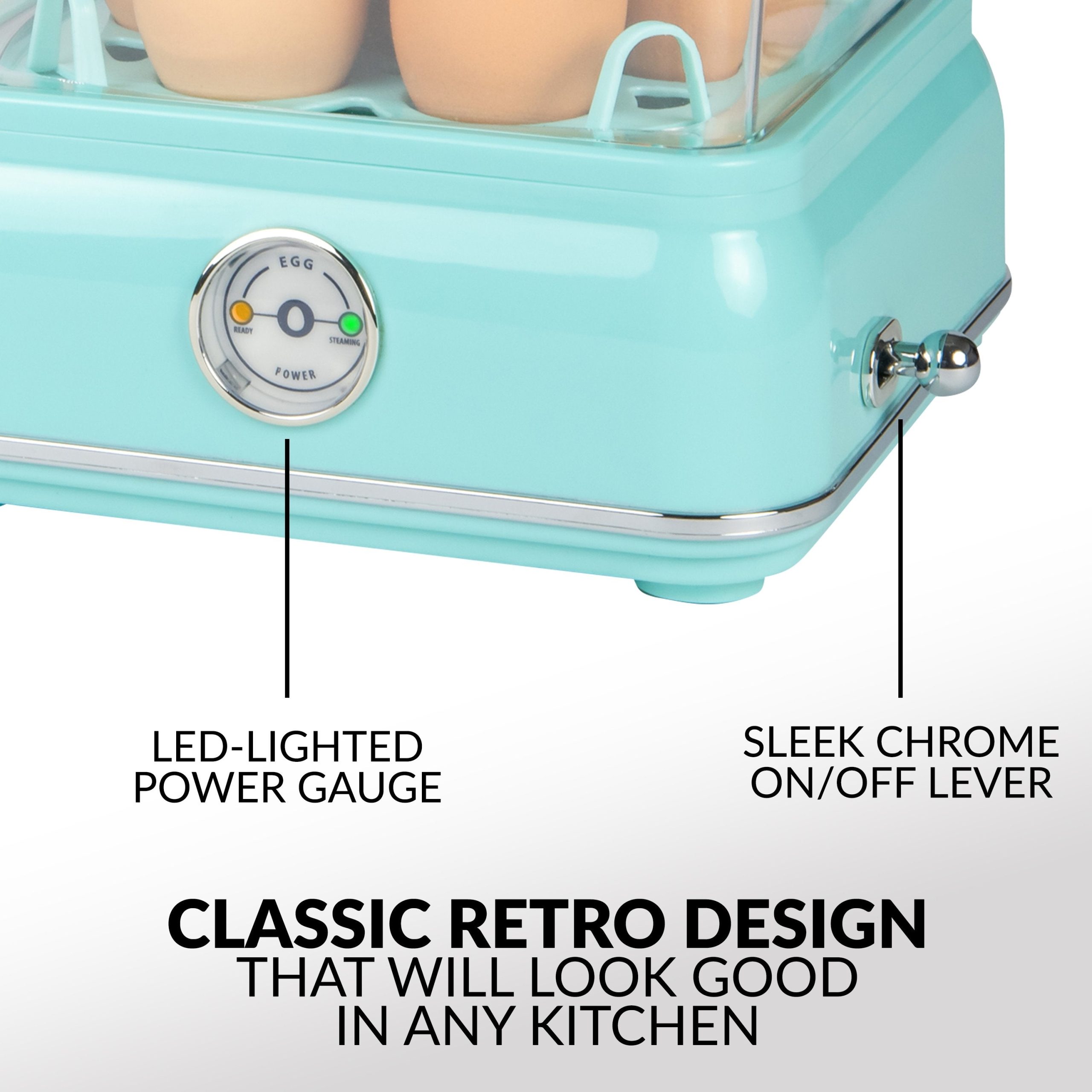 Classic Retro 14-Capacity Egg Cooker. Aqua - Image 6
