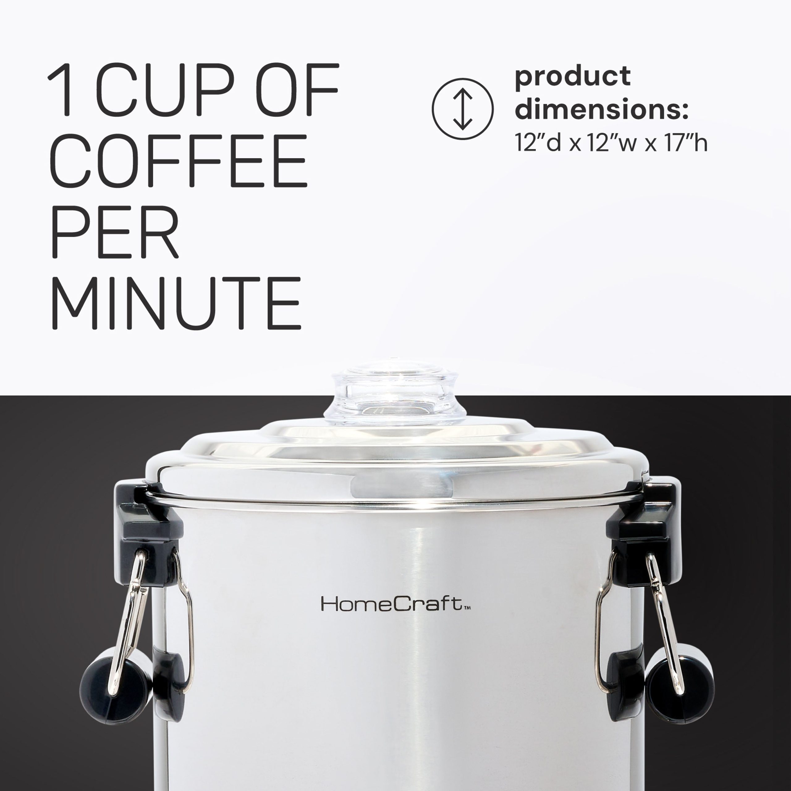 HomeCraft™ Quick-Brewing 1000-Watt Automatic 45-Cup Coffee Urn. Stainless Steel - Image 5