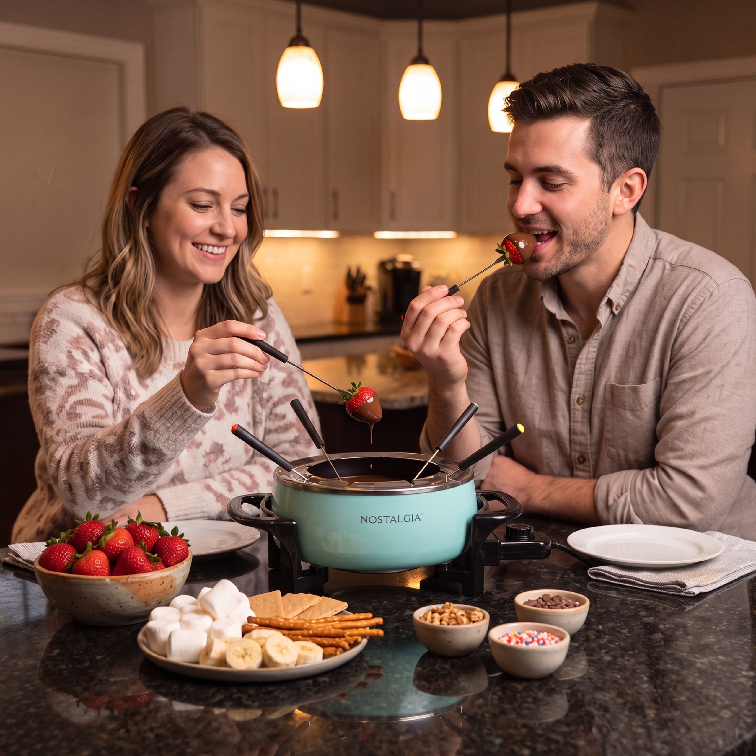 Nostalgia 12-Cup Electric Fondue Pot. Aqua - Image 3