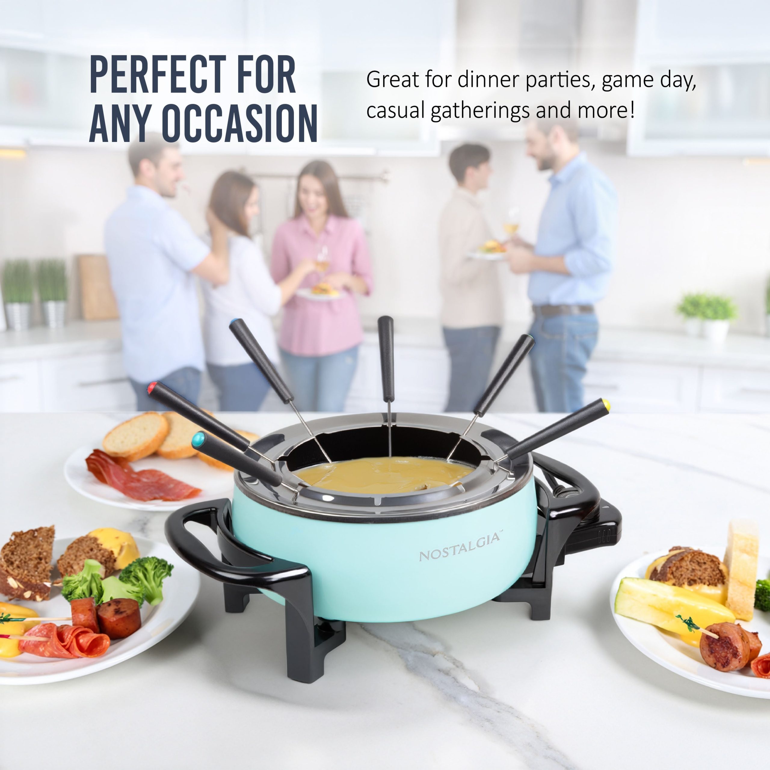 Nostalgia 12-Cup Electric Fondue Pot. Aqua - Image 6