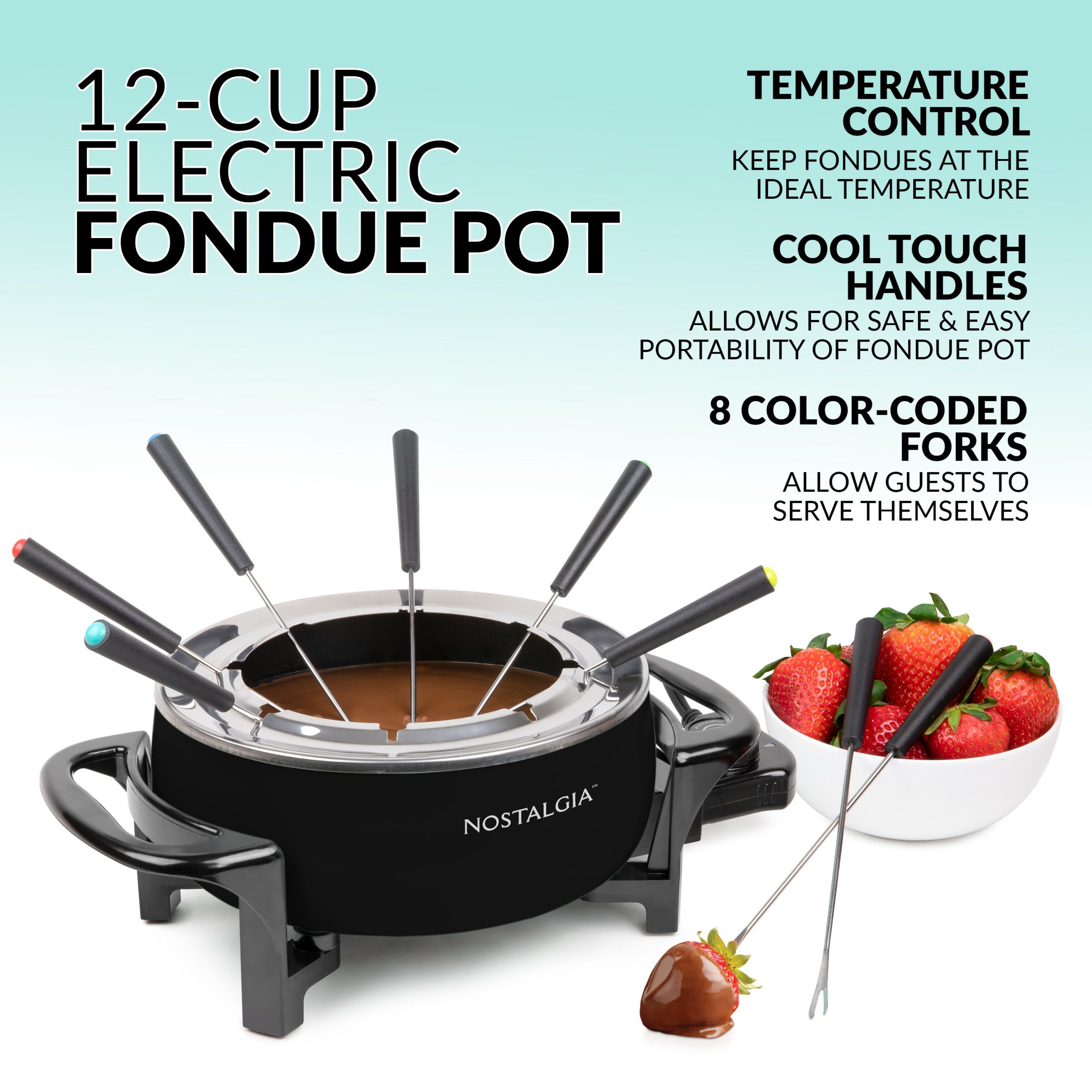 12-Cup Electric Fondue Pot. Black - Image 5
