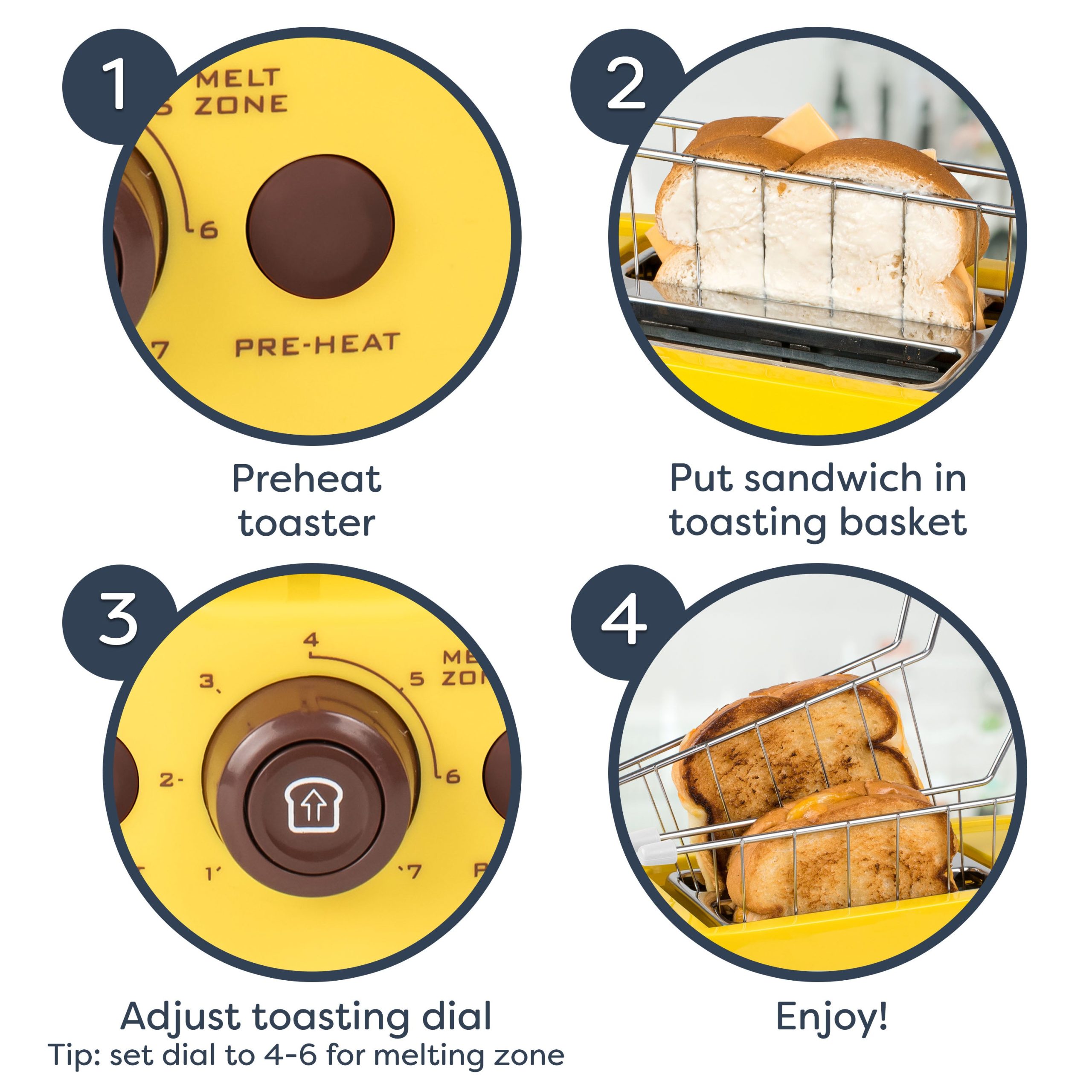 Deluxe Grilled Cheese Sandwich Toaster with Toasting Baskets with Extra Wide Slots - Image 3