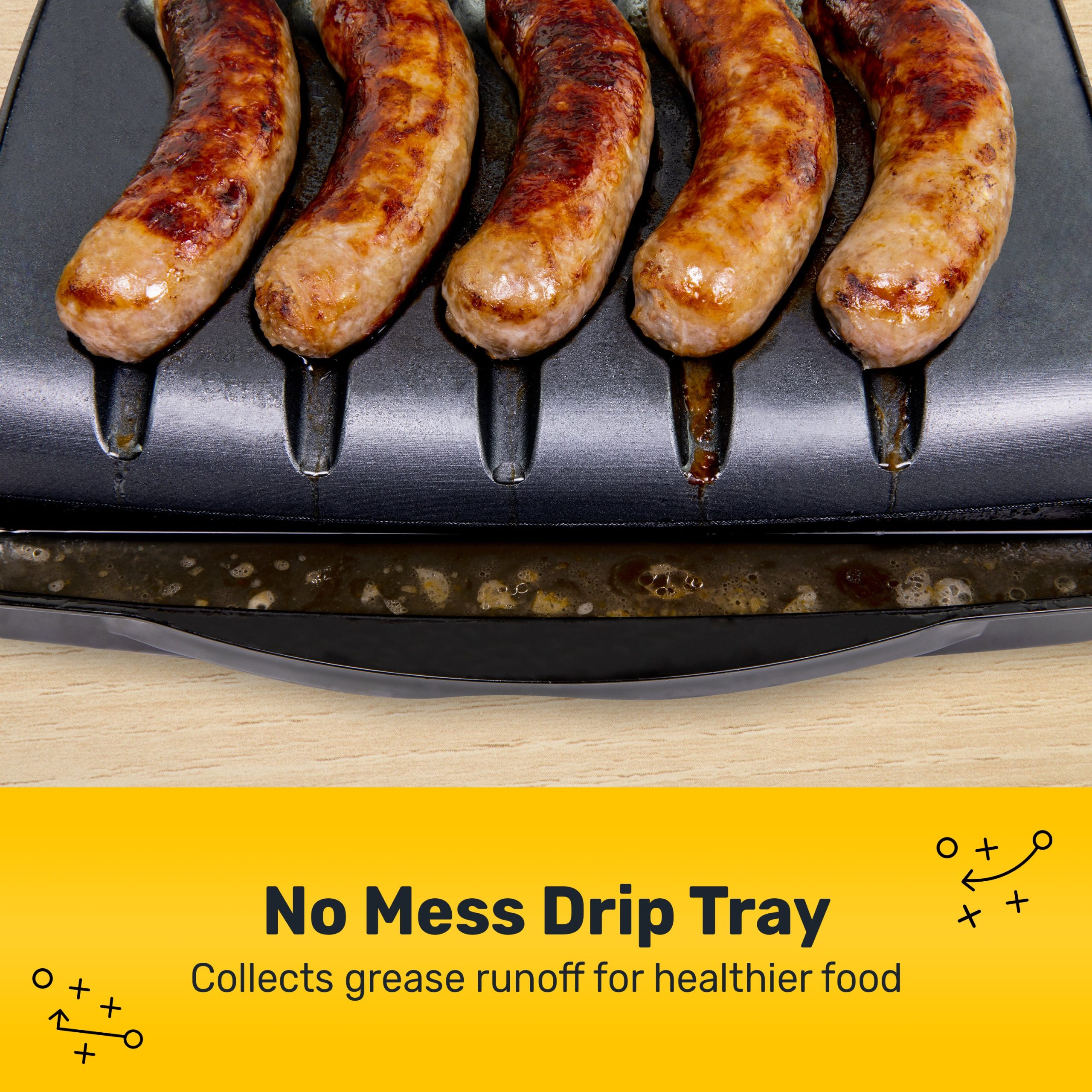 Nostalgia Game Day Sausage and Brat 5 Link Electric Grill with Oil Drip Tray - Image 4