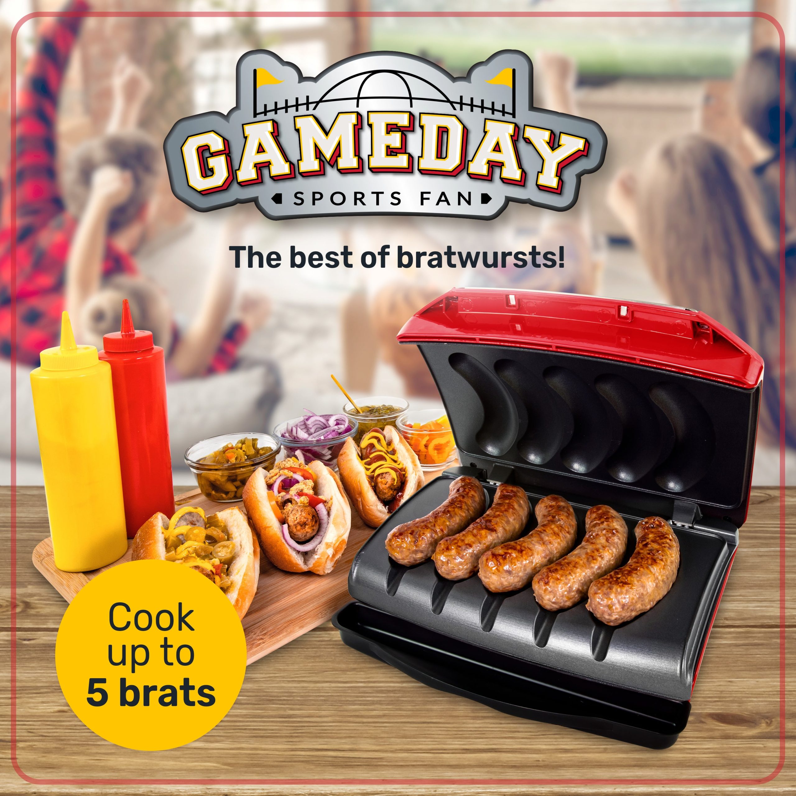 Nostalgia Game Day Sausage and Brat 5 Link Electric Grill with Oil Drip Tray - Image 3