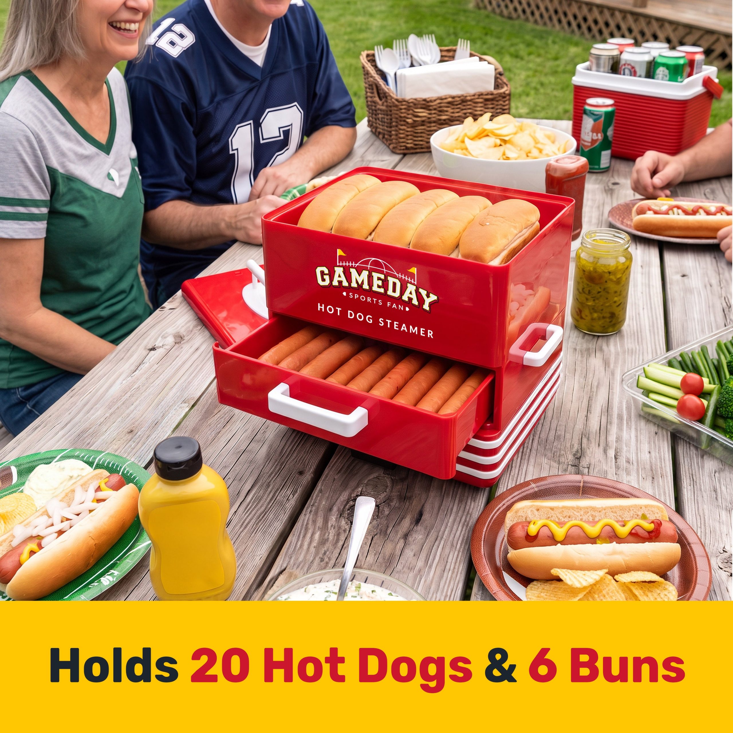 Nostalgia Game Day Hot Dog Steamer and Bun Warmer - Image 3