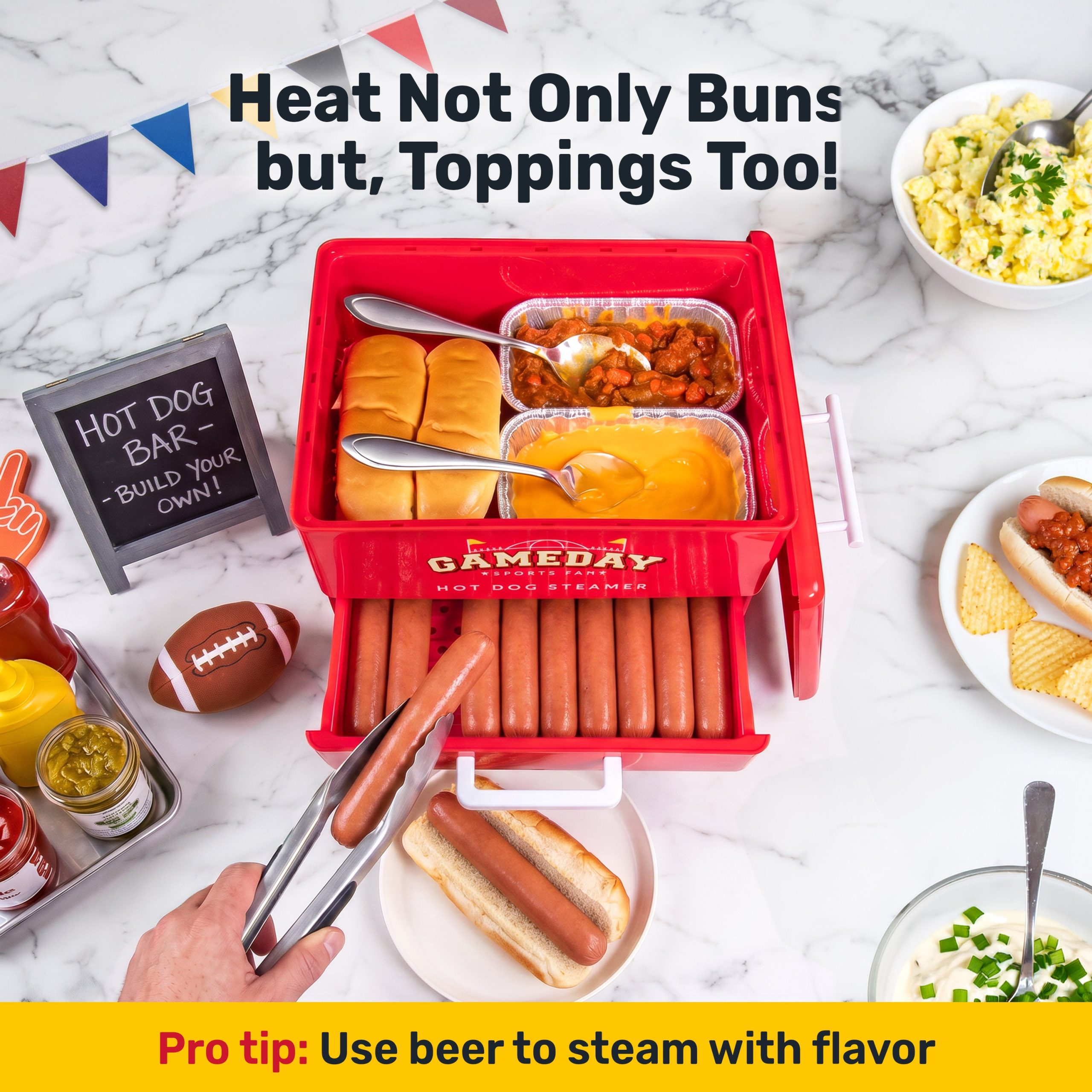 Nostalgia Game Day Hot Dog Steamer and Bun Warmer - Image 6