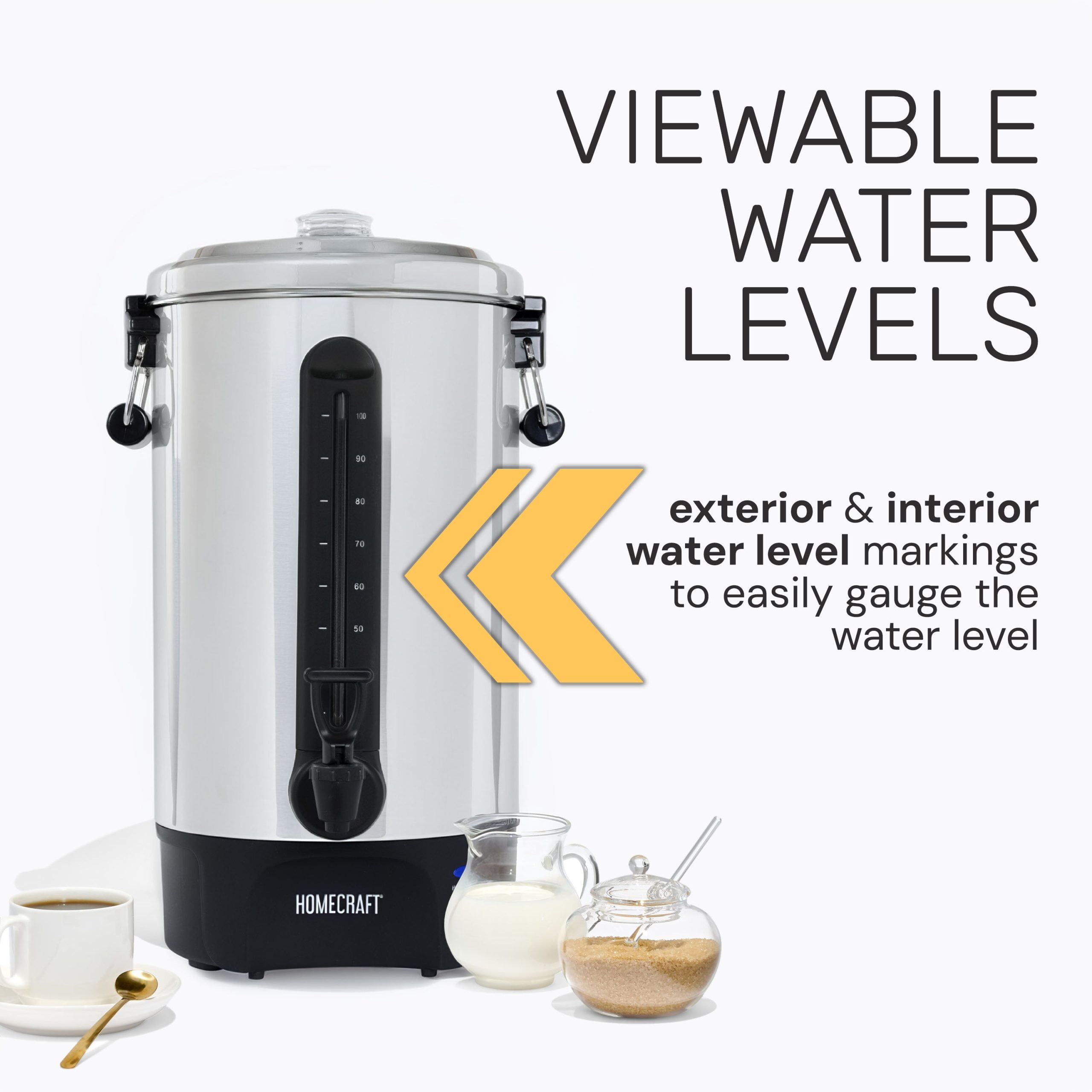 HomeCraft™ Quick-Brewing 1500-Watt Automatic 100-Cup Coffee Urn. Stainless Steel - Image 9
