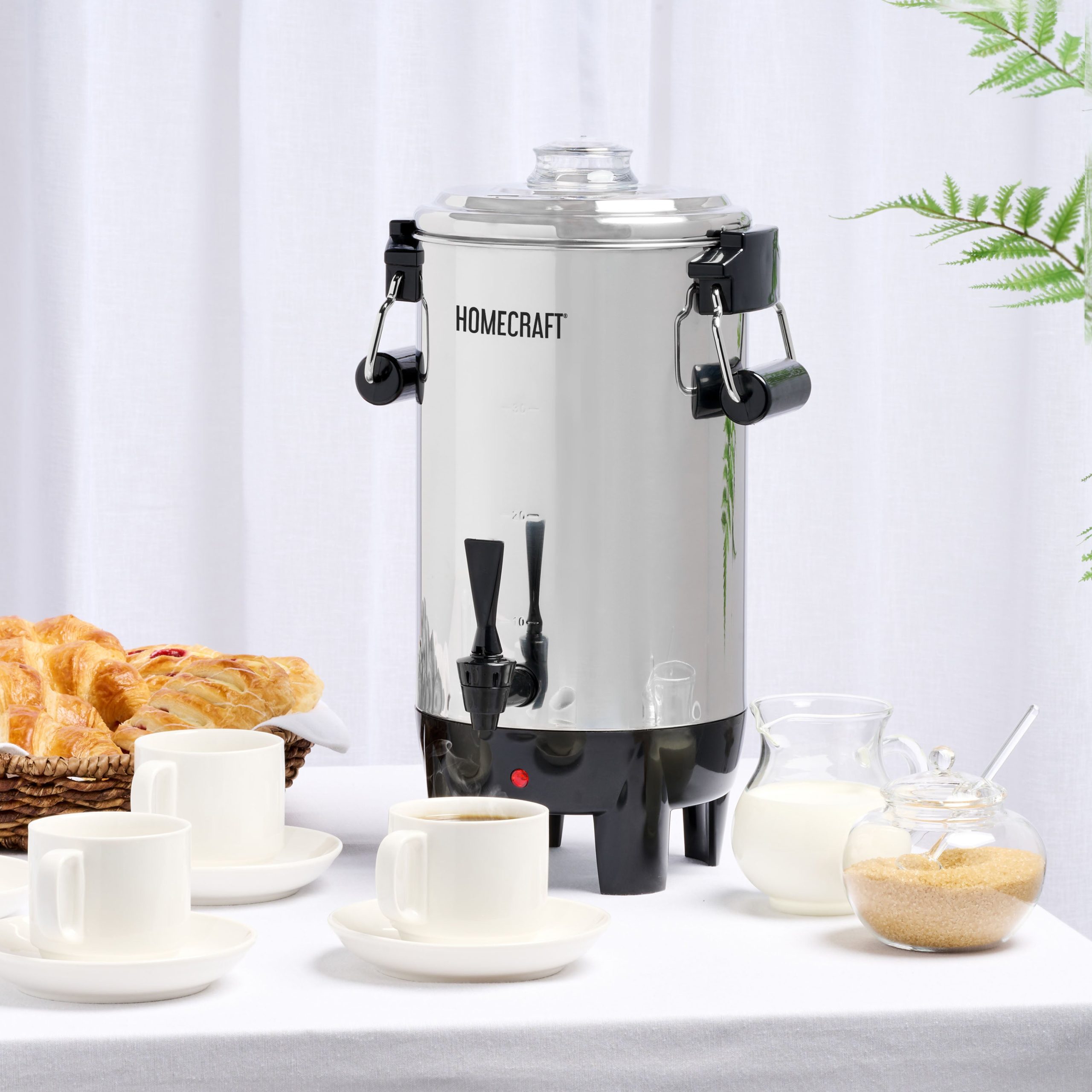 HomeCraft Quick-Brewing 1000-Watt Automatic 30-Cup Coffee Urn - Stainless Steel - Image 7