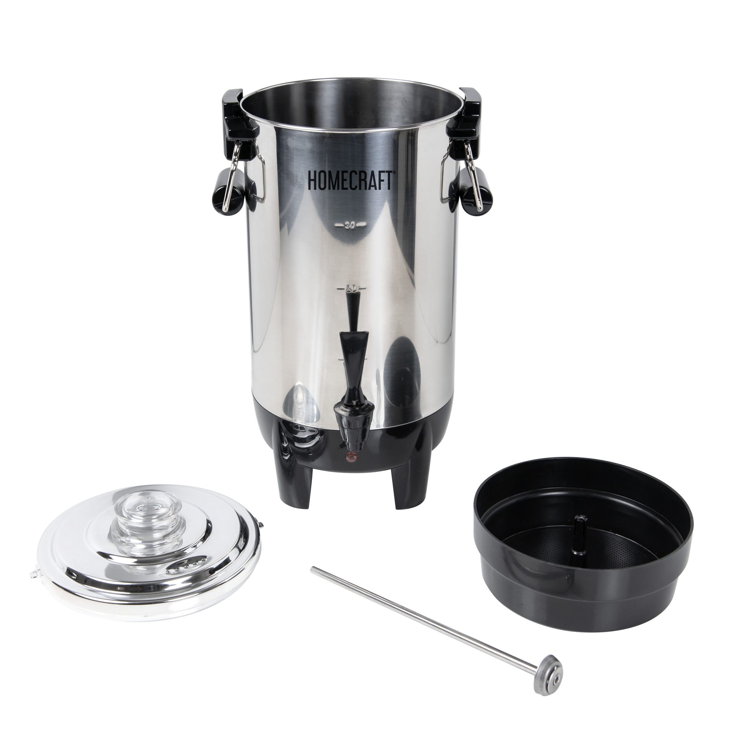 HomeCraft Quick-Brewing 1000-Watt Automatic 30-Cup Coffee Urn - Stainless Steel - Image 9
