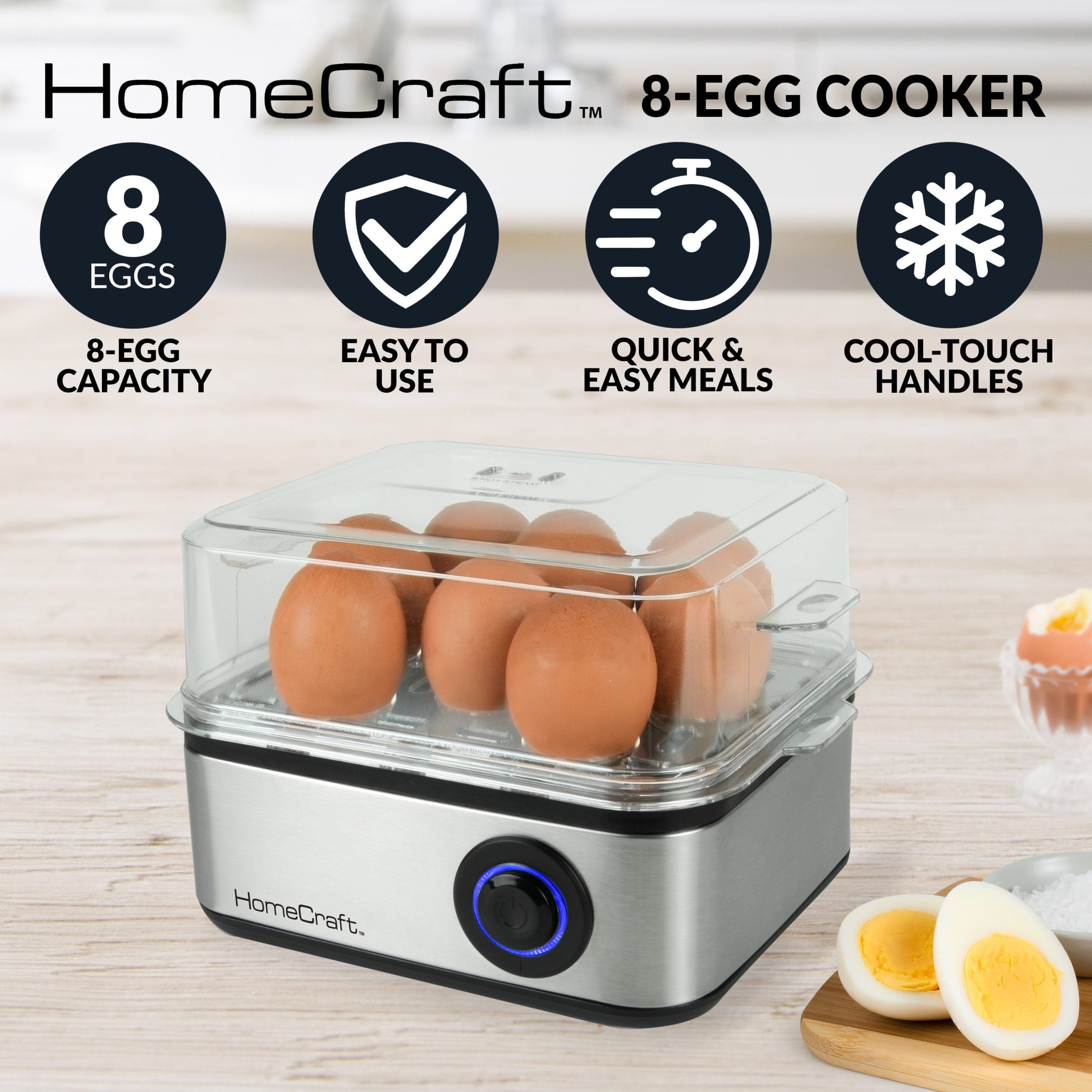 HomeCraft 8-Egg Cooker with Buzzer - Image 2