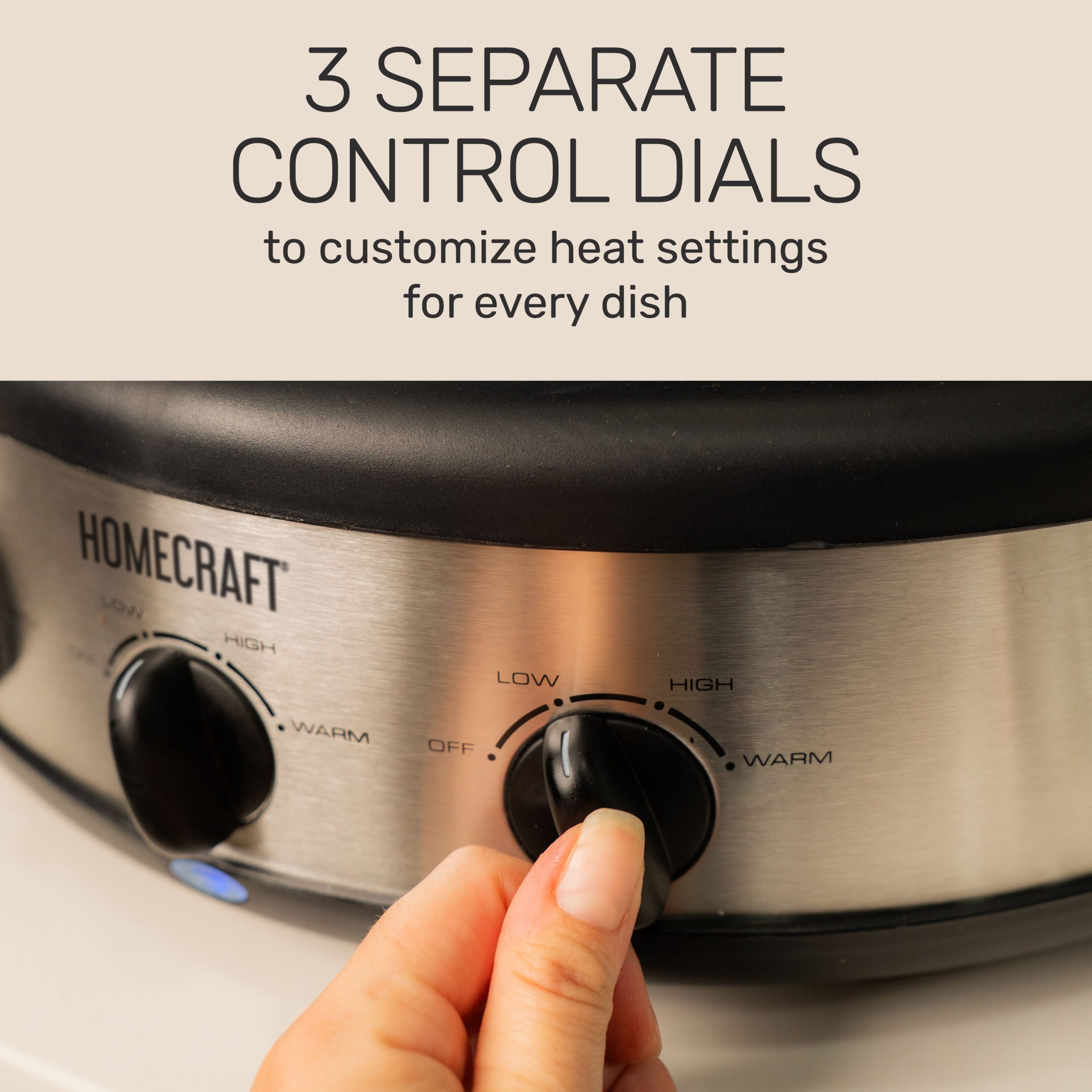 HomeCraft Triple Round Oval 1.5 Quart Stainless Steel Cooker Buffet - Image 7