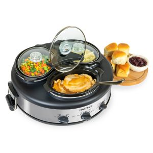 HomeCraft Triple Round Oval 1.5 Quart Stainless Steel Cooker Buffet