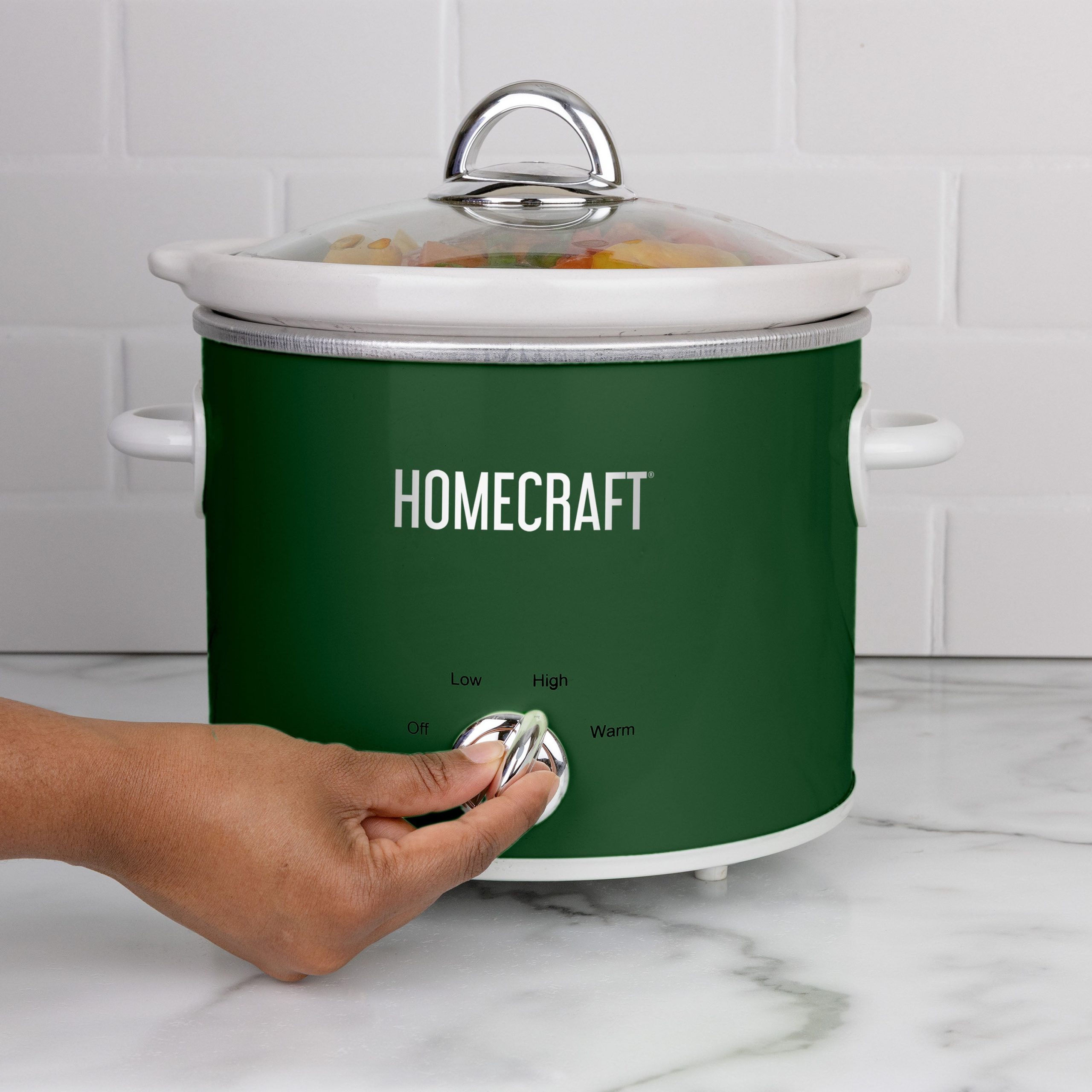 Homecraft 4 Qt Round Slow Cooker - Hunter Green - Image 3