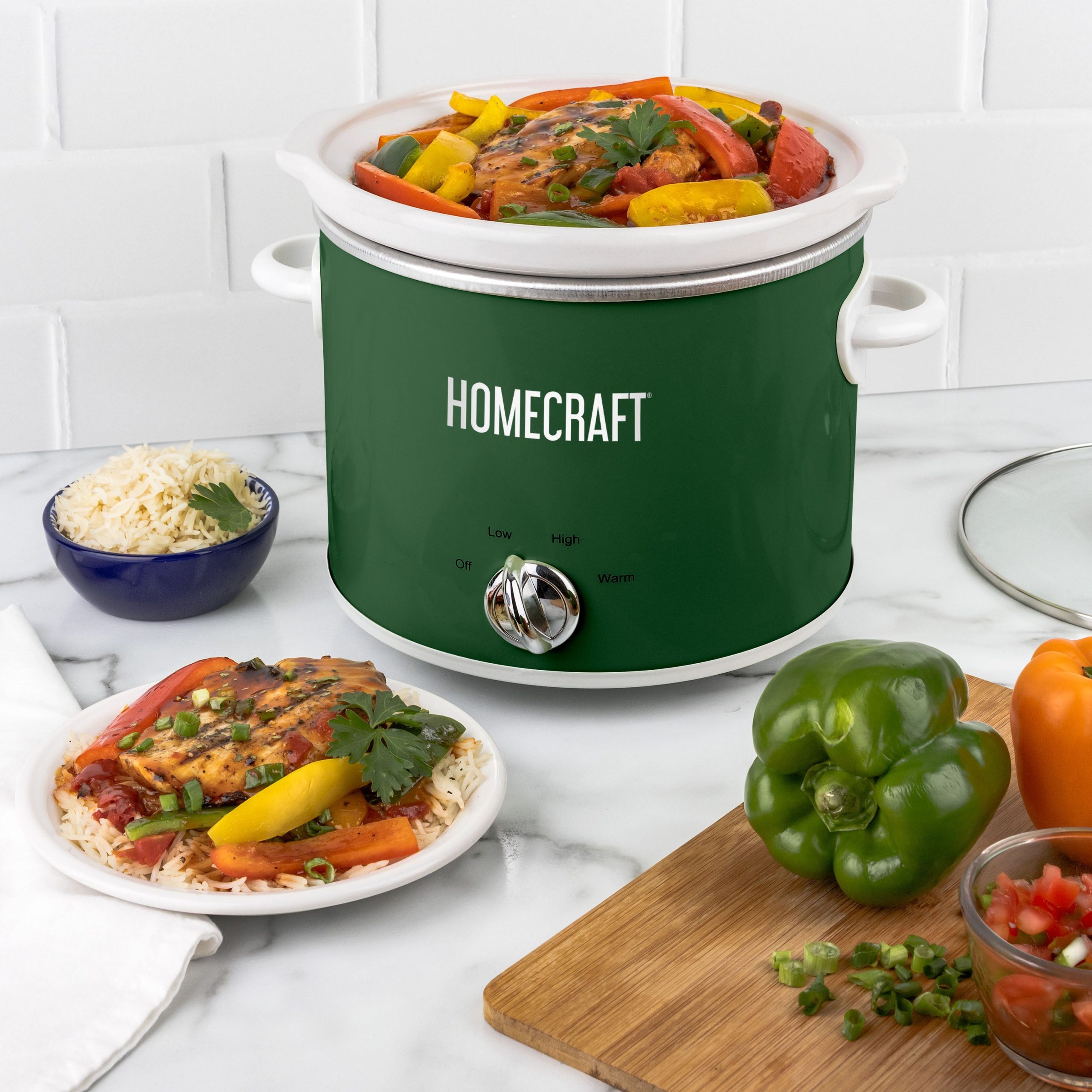 Homecraft 4 Qt Round Slow Cooker - Hunter Green - Image 4