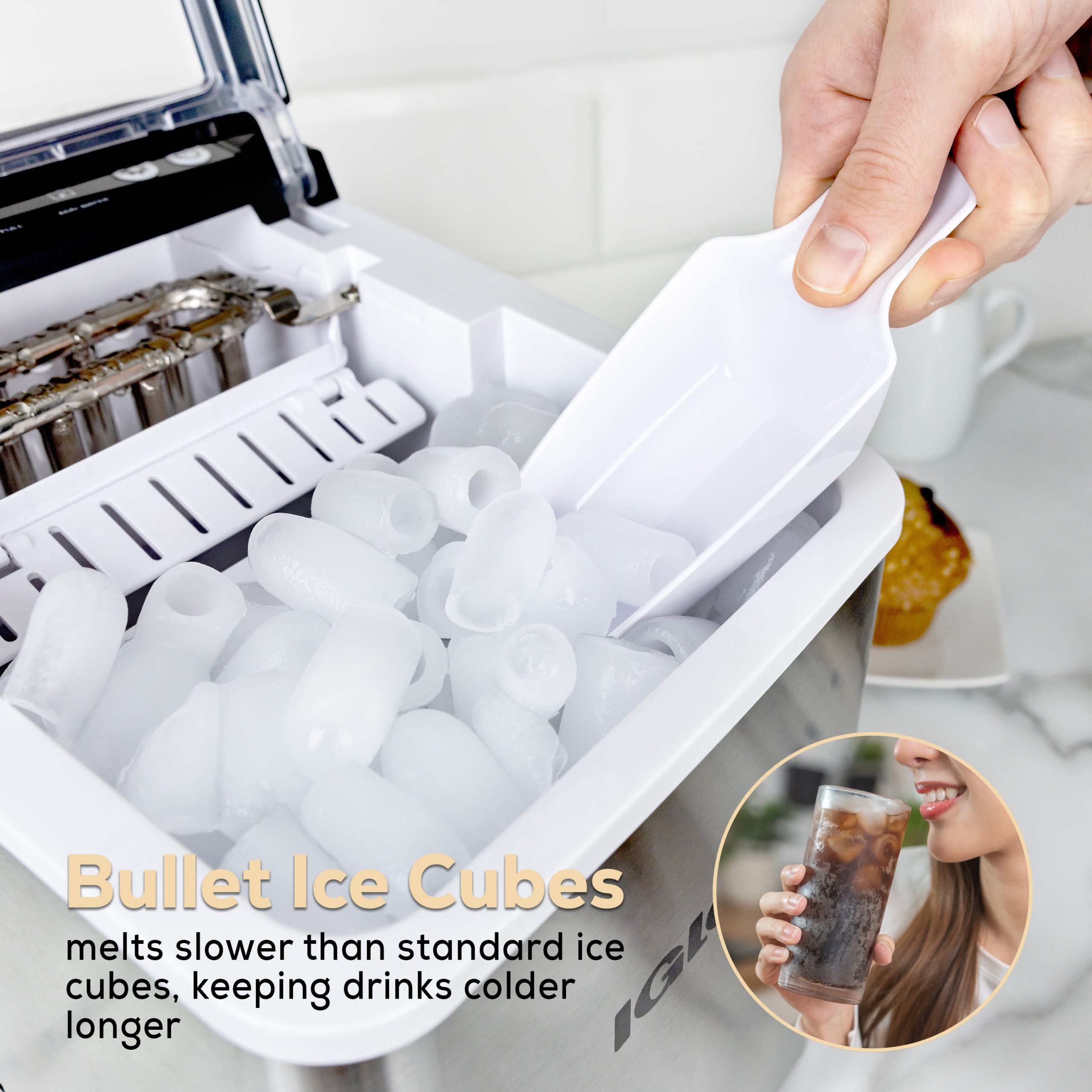 IGLOO® 26-Pound Automatic Self-Cleaning Portable Countertop Ice Maker Machine With Handle. Stainless Steel - Image 5