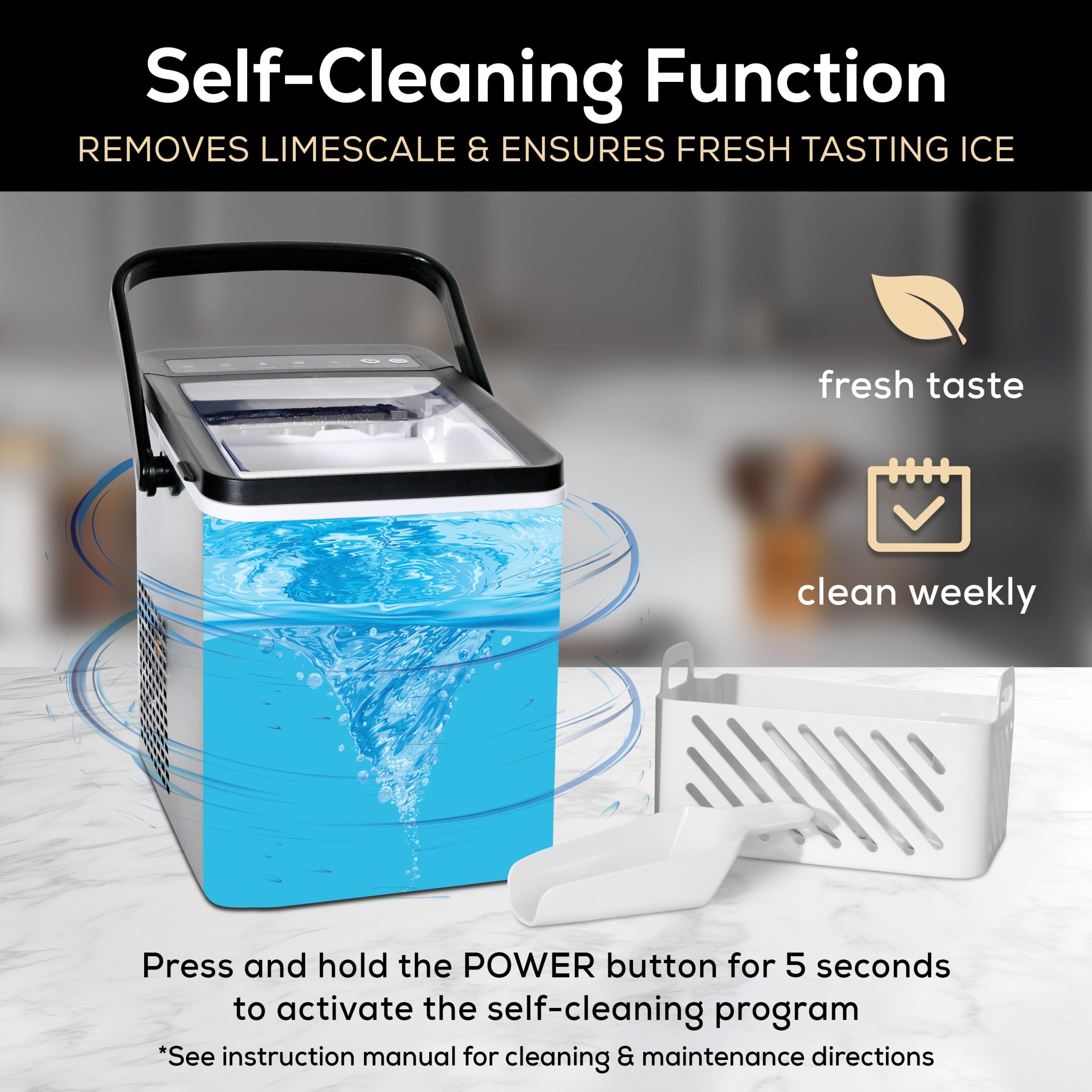 IGLOO® 26-Pound Automatic Self-Cleaning Portable Countertop Ice Maker Machine With Handle. Stainless Steel - Image 6