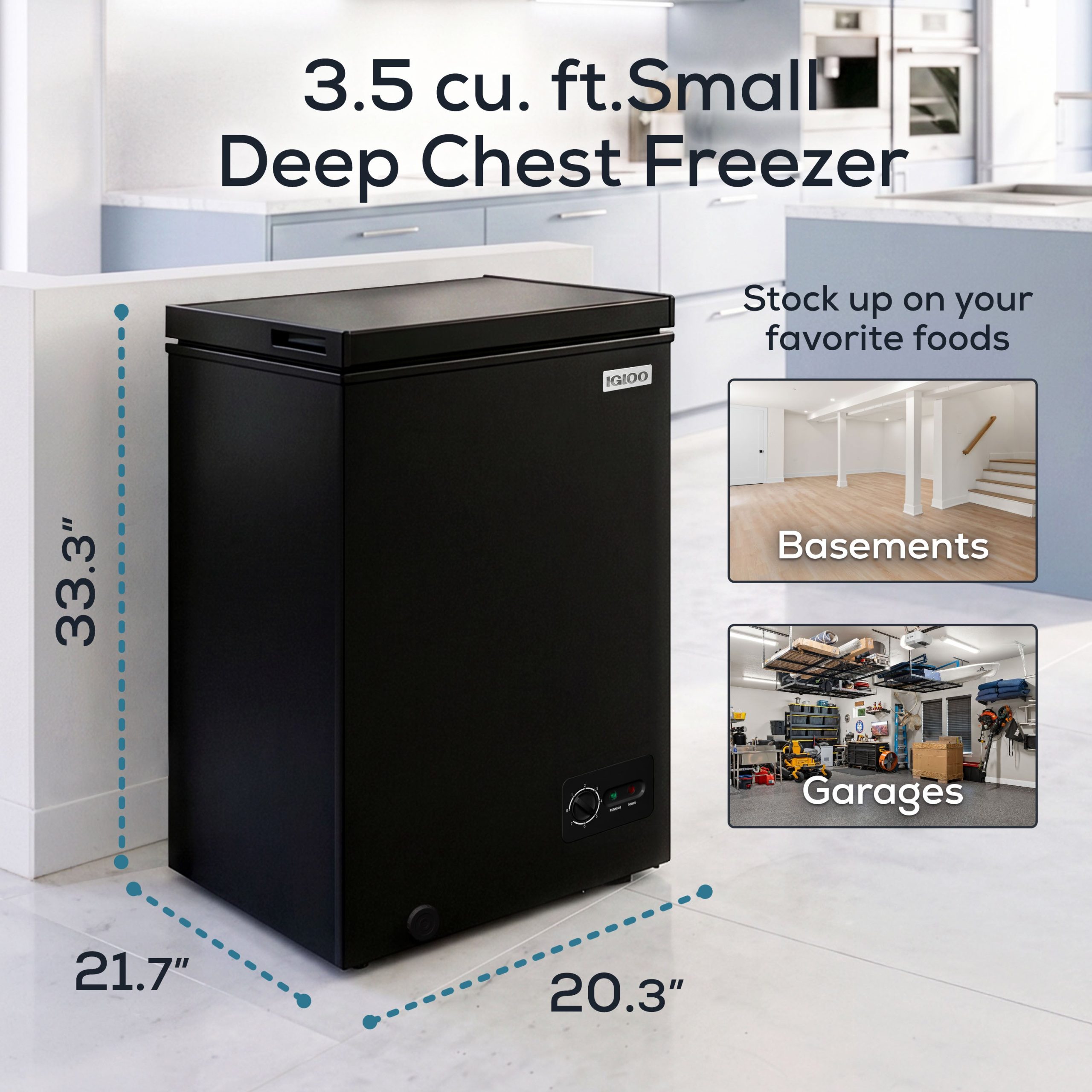 Igloo 3.5 Cu. Ft. Chest Freezer. Black - Image 2