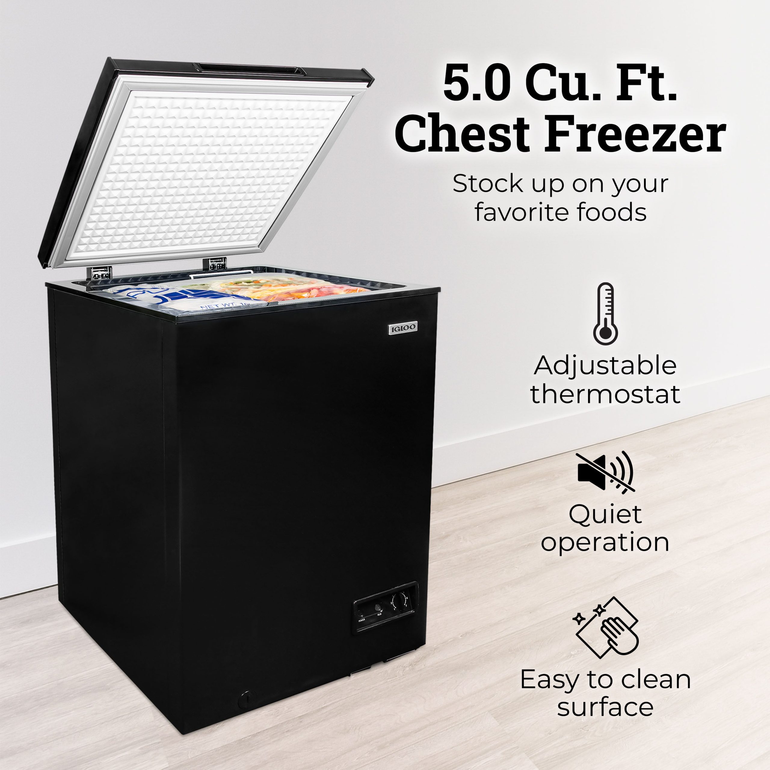 Igloo 5.0 cu. ft. Upright Chest Freezer With Removable Basket - Image 3