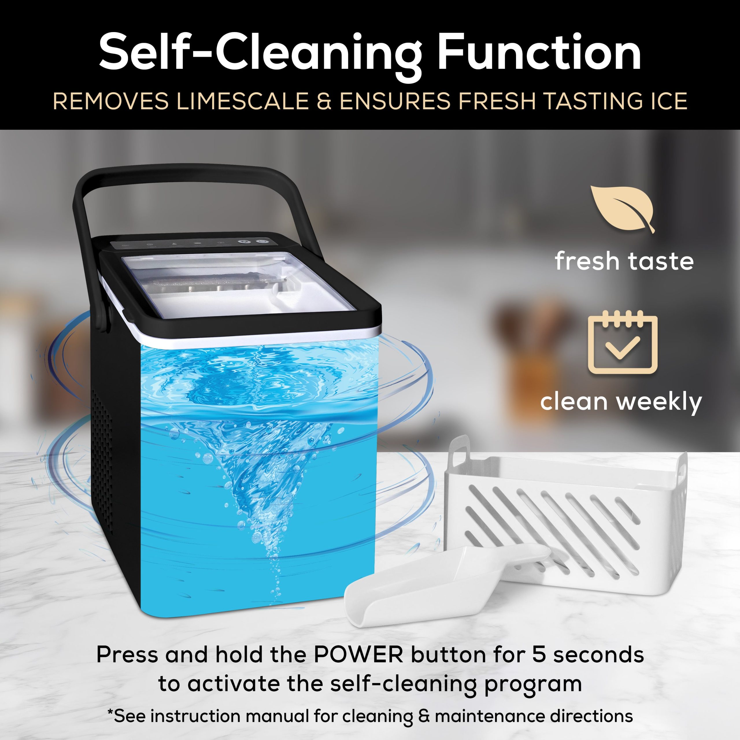 IGLOO® 26-Pound Automatic Self-Cleaning Portable Countertop Ice Maker Machine With Handle. Black - Image 6